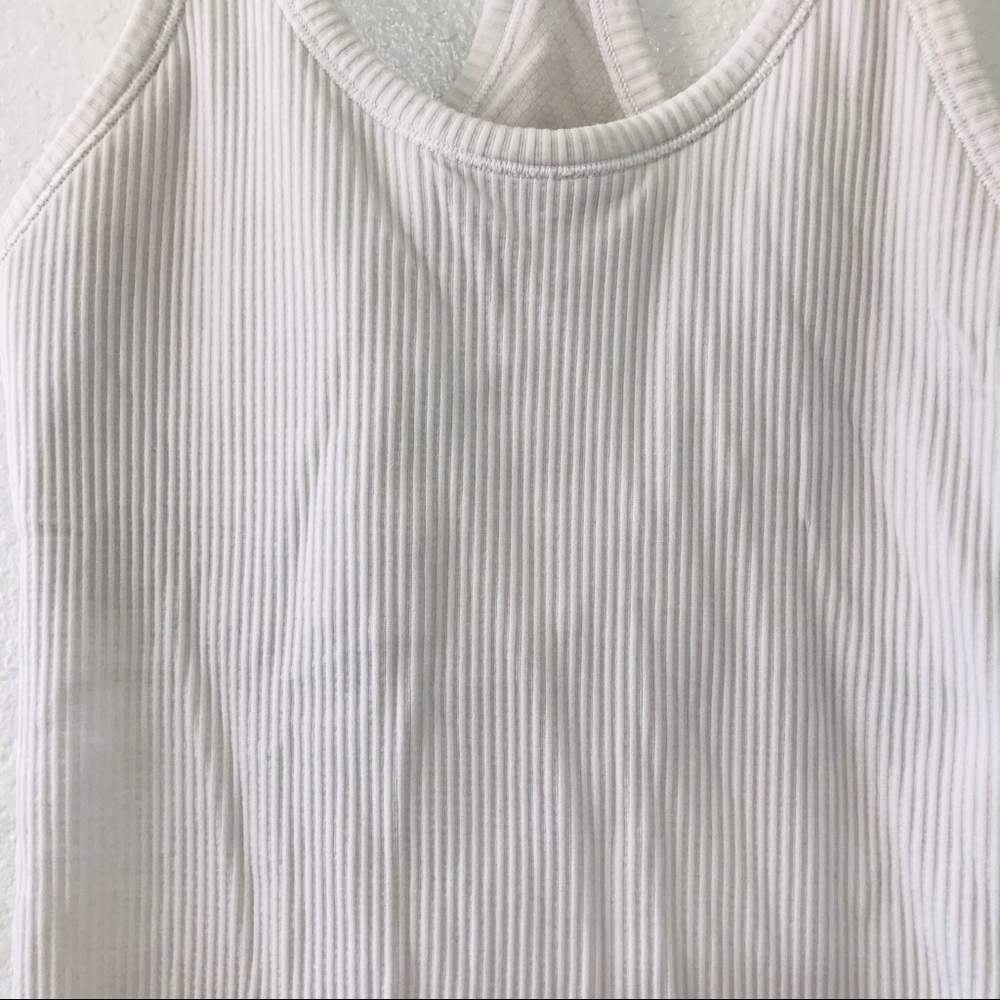 Lululemon White Ribbed Racerback Tank Top 4 - Picture 2 of 6